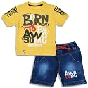 Fancy Kids Pure Cotton T-Shirt And Denim