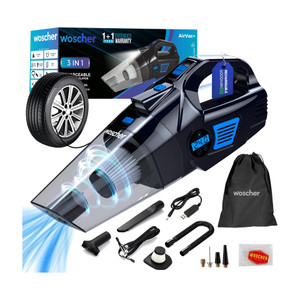 woscher 578m 120w 2 in 1 cordless digital 150 psi tyre inflator6000 pa suction power car vacuum cleaner