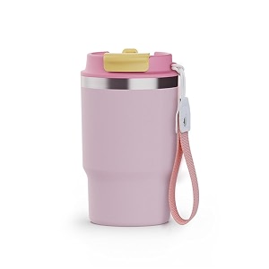 wosta travel mug insulated coffee cup with leakproof lidvacuum insulation stainless steel reusable for hot cold coffee non-slip protective cover pink 479 ml