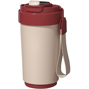 wosta travel mug insulated coffee cup with leakproof lidvacuum insulation stainless steel reusable for hot cold coffee non-slip protective cover beige 420 ml with smart display