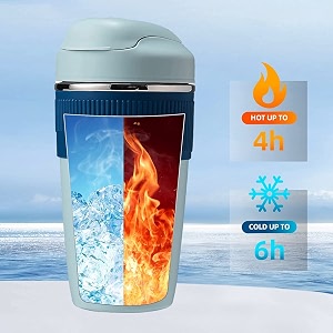 wosta travel mug insulated coffee cup with leakproof lidvacuum insulation stainless steel reusable for hot cold coffeetea thermal mug with non-slip blue 350 ml