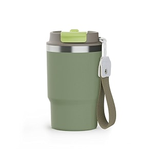 wosta travel mug insulated coffee cup with leakproof lidvacuum insulation stainless steel reusable for hot cold coffee non-slip protective cover army green 479 ml
