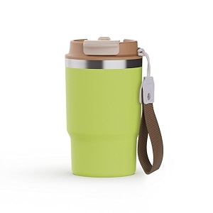 wosta travel mug insulated coffee cup with leakproof lidvacuum insulation stainless steel reusable for hot cold coffee non-slip protective cover lime green 479 ml