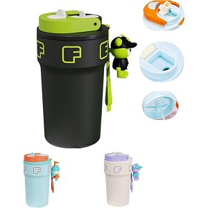 wosta travel mug insulated coffee cup with leakproof lidvacuum insulation stainless steel reusable for hot cold coffee non-slip protective cover black 550 ml