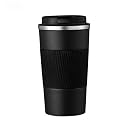 Wosta Travel Mug, Insulated Coffee Cup with Leakproof Lid,Vacuum Insulation Stainless Steel Reusable for Hot Cold Coffee, Non-Slip Protective Cover, (Black, 510 Ml)