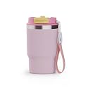 Wosta Travel Mug, Insulated Coffee Cup with Leakproof Lid,Vacuum Insulation Stainless Steel Reusable for Hot Cold Coffee, Non-Slip Protective Cover, (Pink, 479 Ml)