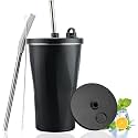 Wosta Travel Mug, Insulated Coffee Cup with Leakproof Lid,Vacuum Insulation Stainless Steel Reusable for Hot Cold Coffee, Non-Slip Protective Cover, (Black, 600 Ml)