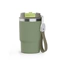 Wosta Travel Mug, Insulated Coffee Cup with Leakproof Lid,Vacuum Insulation Stainless Steel Reusable for Hot Cold Coffee, Non-Slip Protective Cover, (Army Green, 479 Ml)