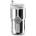 Wosta Travel Mug, Insulated Coffee Cup with Leakproof Lid,Vacuum Insulation Stainless Steel Reusable for Hot Cold Coffee, Non-Slip Protective Cover, (Silver, 420 Ml Without Smart Display)