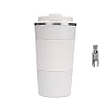 Wosta Travel Mug, Insulated Coffee Cup with Leakproof Lid,Vacuum Insulation Stainless Steel Reusable for Hot Cold Coffee, Non-Slip Protective Cover, (White, 380 Ml &amp; Cleaning Brush)