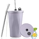 Wosta Travel Mug, Insulated Coffee Cup with Leakproof Lid,Vacuum Insulation Stainless Steel Reusable for Hot Cold Coffee, Non-Slip Protective Cover, (Purple, 600 Ml)