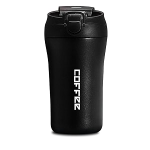 wosta travel mug insulated coffee cup with leakproof lidvacuum insulation stainless steel reusable for hot cold coffee non-slip protective cover matte black 400 ml