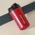 Wosta Travel Mug, Insulated Coffee Cup with Leakproof Lid,Vacuum Insulation Stainless Steel Reusable for Hot Cold Coffee, Non-Slip Protective Cover, (Red, 400 Ml)