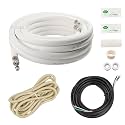 Wostore 25 Ft. Line Set 1/4&amp;1/2 Inch 3/8" PE for Mini Split Air Conditioner Insulated Coil Copper Pipes HVAC with Fittings