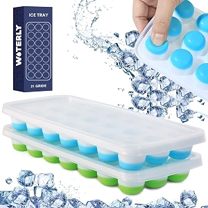 round ice tray set ice cubes maker mold ice maker tray easy pop up design food grade silicone make perfect round ice cubes set of 2