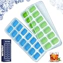 Square Ice Tray Set Ice Cubes Maker Mold Ice Maker Tray, Easy Pop Up Design Food Grade Silicone, Make Perfect Square Ice Cubes (2 PCS)