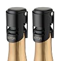 WOTOR Champagne Bottle Stoppers, Stainless Steel, 2 Pack (Black)