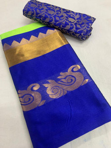 fabwomen woven mysore art silk saree with unstitched blouse