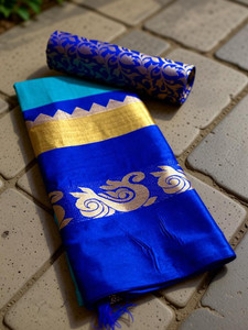 fabwomen woven mysore art silk saree with unstitched blouse