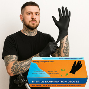 wovfly caring solutions disposable nitrile examination gloves  black size l  multipurpose gloves nitrile examination gloves pack of 50