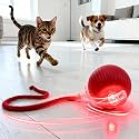 Wow Dog Interactive Automatic Rolling Pet Toy Ball with Rope Tail – Motion Activated, Rechargeable, Quiet Silicone Design for Cats & Small Dogs (Red Glow, Type-C Charging)