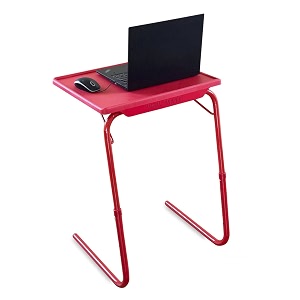 laptop table size 53x40cm 6 heights 3 angles adjustable steel frame polypropylene top metal frame table for home study and office use ruby red large