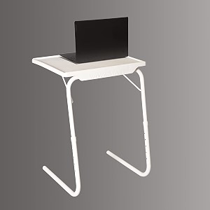 laptop table size 53x40cm 6 heights 3 angles adjustable steel frame polypropylene top metal frame table for home study and office use regular white large