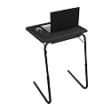 Laptop Table Size 53x40cm 6 Heights 3 Angles Adjustable Steel Frame Polypropylene Top Metal Frame Table for Home Study and Office use (Black, Large)