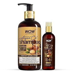 wow skin science moroccan argan oil shampoo  moroccan argan hair oil with comb applicator - net vol 400ml