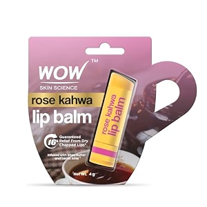 wow skin science rose kahwa lip balm  16hrs guaranteed relief from dry chapped lips  softens rough lips  protects from dryness  long lasting moisturization  smoothens flaky lips  4g