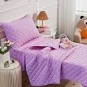 Toddler Bedding Set, 4 Piece Toddler Bedding Soft and Breathable Crib Bedding Set, Includes Quilted Comforter, Flat Top Sheet, Fitted Sheet, Envelope Pillow Case for Boys and Girls, Purple