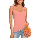 WOWENY Thermal Fleece Tank Top for Women Sleeveless Sweetheart Neck Winter Vest Underwear Tops Warm Cami Base Layer