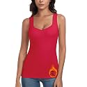 WOWENY Thermal Fleece Tank Top for Women Sleeveless Sweetheart Neck Winter Vest Underwear Tops Warm Cami Base Layer
