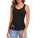 WOWENY Thermal Fleece Tank Top for Women Sleeveless Sweetheart Neck Winter Vest Underwear Tops Warm Cami Base Layer