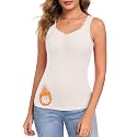 WOWENY Thermal Fleece Tank Top for Women Sleeveless Sweetheart Neck Winter Vest Underwear Tops Warm Cami Base Layer