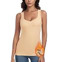 WOWENY Thermal Fleece Tank Top for Women V Neck Sleeveless Shirts Camisole Warm Base Layer Cami Vest Underwear Tops