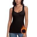 WOWENY Thermal Fleece Tank Top for Women V Neck Sleeveless Shirts Camisole Warm Base Layer Cami Vest Underwear Tops