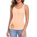 WOWENY Thermal Fleece Tank Top for Women Sleeveless Sweetheart Neck Winter Vest Underwear Tops Warm Cami Base Layer