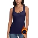 WOWENY Thermal Fleece Tank Top for Women Sleeveless Sweetheart Neck Winter Vest Underwear Tops Warm Cami Base Layer