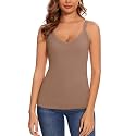 WOWENY Thermal Fleece Tank Top for Women V Neck Sleeveless Shirts Camisole Warm Base Layer Cami Vest Underwear Tops