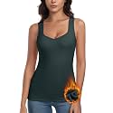 WOWENY Thermal Fleece Tank Top for Women V Neck Sleeveless Shirts Camisole Warm Base Layer Cami Vest Underwear Tops