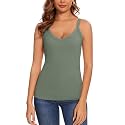 WOWENY Thermal Fleece Tank Top for Women V Neck Sleeveless Shirts Camisole Warm Base Layer Cami Vest Underwear Tops