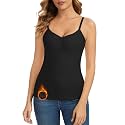 WOWENY Thermal Fleece Tank Top for Women V Neck Sleeveless Shirts Camisole Warm Base Layer Cami Vest Underwear Tops