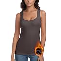 WOWENY Thermal Fleece Tank Top for Women V Neck Sleeveless Shirts Camisole Warm Base Layer Cami Vest Underwear Tops