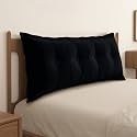WOWMAX Headboard Pillow Full Dorm Reading &amp; Body Pillow for Bedrest, Black