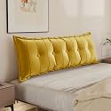 WOWMAX Headboard Pillow Queen Bolster Reading Pillow for Bedrest, Yellow