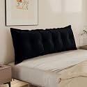 WOWMAX Headboard Pillow Queen Bolster Reading Pillow for Bedrest, Black