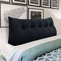 WOWMAX Headboard Pillow Queen, Triangular Wedge Pillow Headboard, Wedge Headboard Pillow for Bed Sofa, Daybed Pillows for Sitting up, Reading or Working with Removable Cover, Black