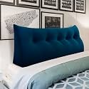 WOWMAX Headboard Pillow Queen, Triangular Wedge Pillow Headboard, Wedge Headboard Pillow for Bed Sofa, Daybed Pillows for Sitting up, Reading or Working with Removable Cover, Blue