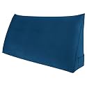 WOWMAX Large Bolster Triangular Positioning Support Reading Backrest Wedge Pillow for Headboard for Day Bed Bunk Bed with Removable Cover Velvet Deep Blue Full